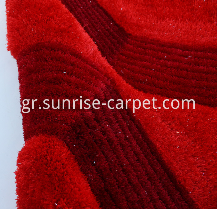 Silk 3D & 4D Shaggy Rug Red